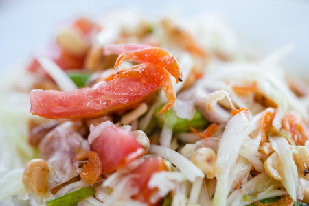 Thai papaya spicy salad or know as Som Tumの写真素材