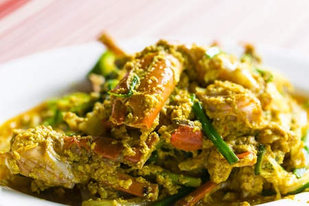Fried crab with curry powderの写真素材