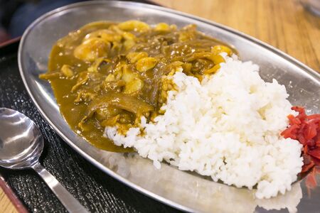 Fried chicken with curry powder sauceの写真素材