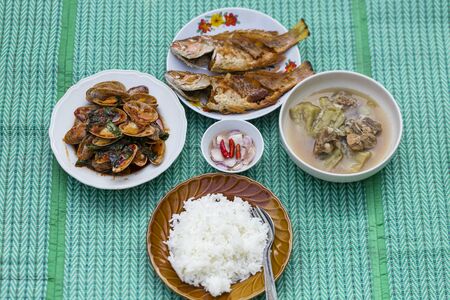 Thai food style, Breakfast set with riceの写真素材