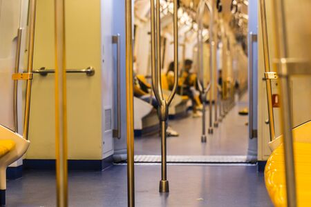 Seat and rail in the sky trainの写真素材