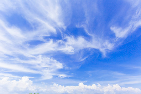 The white skies on a bright summer dayの写真素材