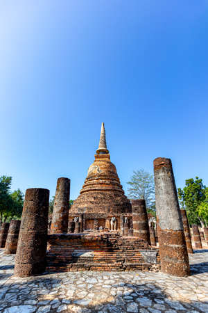 Temple in Si Satchanalai historical park at sukhothai in thailandの写真素材