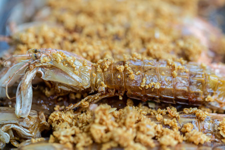 mantis Prawns in Fried Garlic and black pepperの写真素材