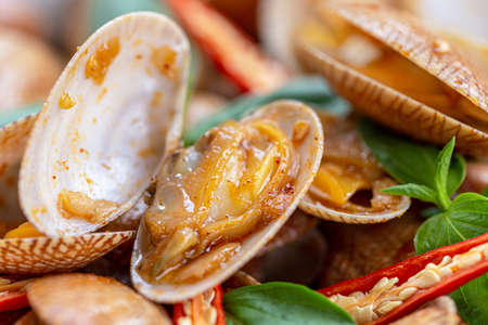 Stir Fried Clams with Chili Pasteの写真素材