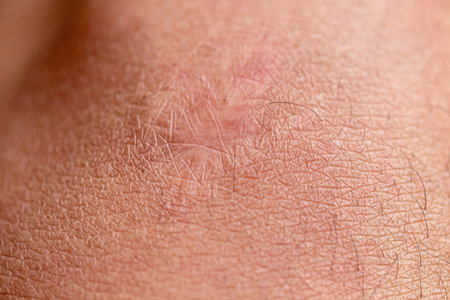 Close-up of a scar on a man's skin. The concept of skin care.