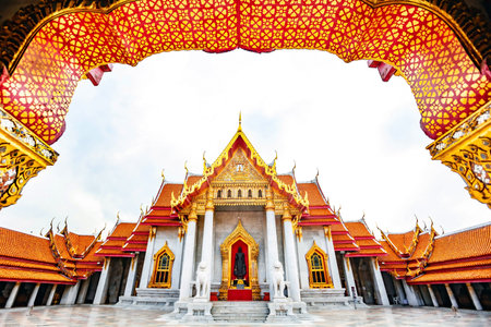 Wat Benchamabophit Dusitvanaram in Bangkok, Thailandの写真素材