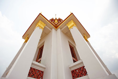 Thai temple with blue sky background, Wat Phra That Doi Suthep, Chiang Mai, Thailandの写真素材
