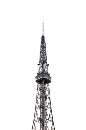 Tower isolated on white background with clipping path. View from below.