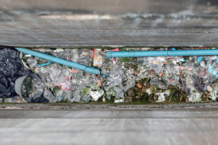 Pile of garbage in a recycling facility, closeup of photo