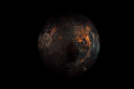 Planet Mars on a black background.