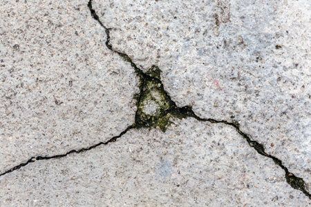 Cracks on the concrete floor. Close-up. Background.