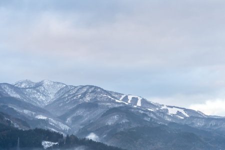 Mountains covered with snow in the Carpathians, Ukraine.