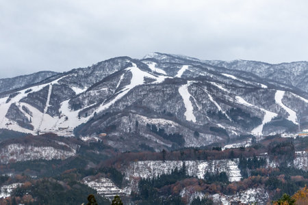 Mountains covered with snow in Nagano Prefecture, Japan.