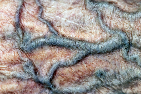 closeup of a wrinkled skin of a human body as a backgroundの写真素材
