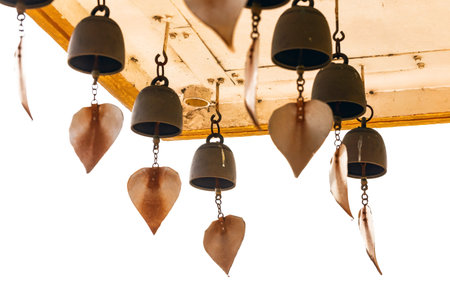 Vintage bell on white background - Vintage filter and sunflare effect