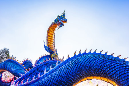 Beautiful Naga statue at Chiang Rai province, Thailand.