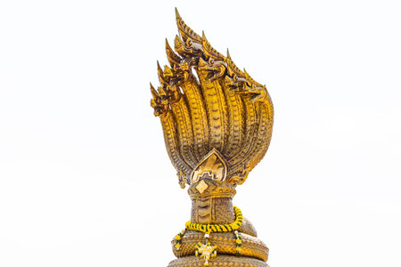 Buddha statue in thai temple, isolated on white backgroundの写真素材