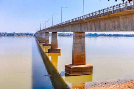 Bridge over the Mekong River in Thailand. Landscape of the Mekong river.の写真素材