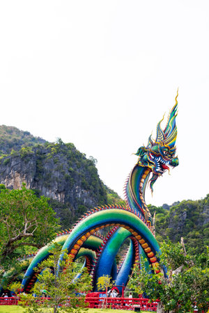 Colorful dragon statue in the park,Thailand,Asia.