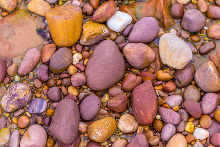 Colorful pebble stones on the beach, closeup of photo