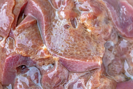 Raw pork meat for cooking, close-up of pork meat.