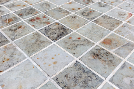 Close up of white and grey marble floor tiles pattern texture background.の写真素材