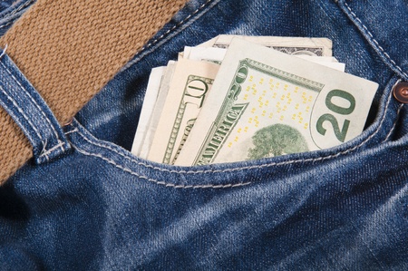 New jeans and money in a pocket.
