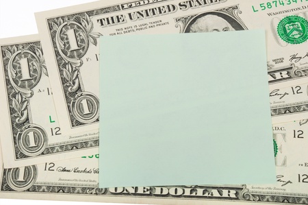 Money and sticker on a white background  Business concept, donation の写真素材