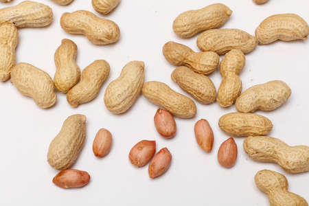 Peanuts on white backgroundの写真素材
