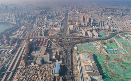 Aerial photography of Jinan Beiyuan viaductのeditorial素材