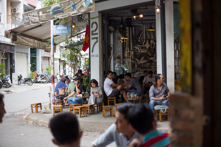 Ho Chi Minh, Viet Nam - September 16, 2017. Editorial: Coffee in the morning at Viet Namのeditorial素材