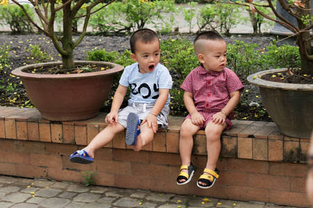 01/22/2017, Gia Dinh Park, HCMC, Viet Nam: These boy playing together in Gia Dinh park.のeditorial素材