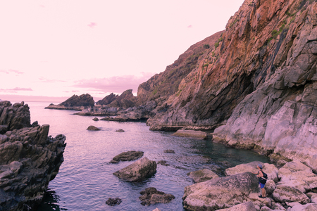 Sunset on beachの写真素材