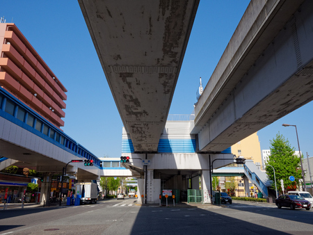 Osaka subway Osaka Harbor station near Harbor crossingのeditorial素材