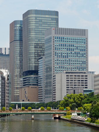 Building of Nakanoshima seen from Osaka Naniwa Bridgeのeditorial素材