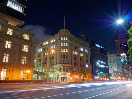 Kobe Shosen Mitsui Building and the Kaigan Building at Nightのeditorial素材