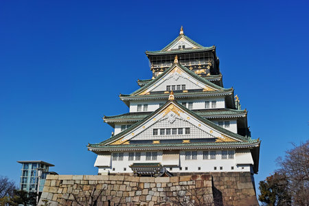 Osaka Castle Castle Tower shines in the clear skyのeditorial素材