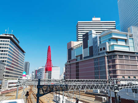 Osaka Umeda HEP FIVE Ferris Wheel and Hankyu Department Storeのeditorial素材