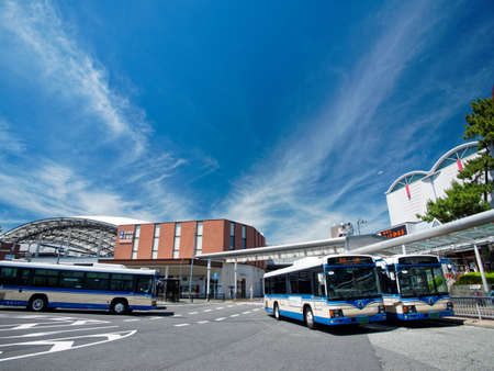 In front of Hanshin Koshien Station in Nishinomiya City, Hyogo Prefecture (Bus Terminal)のeditorial素材