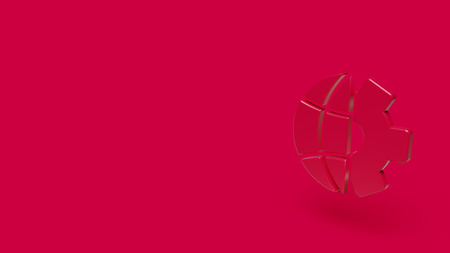 3d Icon of a planet / gear isolated on a red background.の写真素材