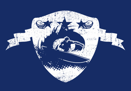 grunge retro surf shieldのイラスト素材