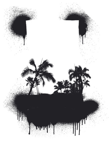 inky summer scene with palmsのイラスト素材