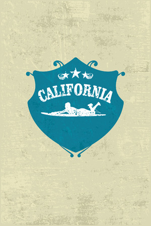 blue surf shield with grunge backgroundのイラスト素材