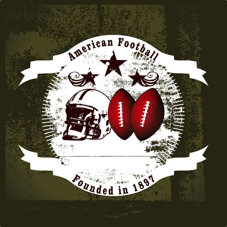 american football shield with helmet and ballsのイラスト素材