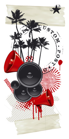 fest background with speakers and palmsのイラスト素材