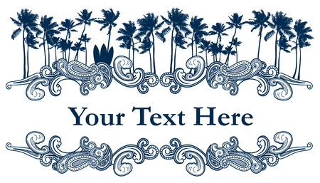 beauty summer vignette with text and palmsのイラスト素材