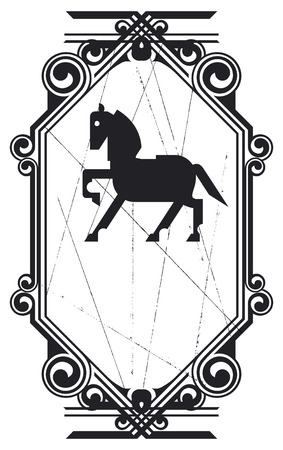 vintage equestrian shield with vintage frameのイラスト素材