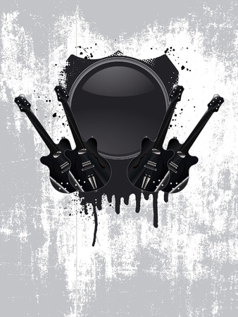 stencil vintage music shield with guitars and grunge backgroundのイラスト素材