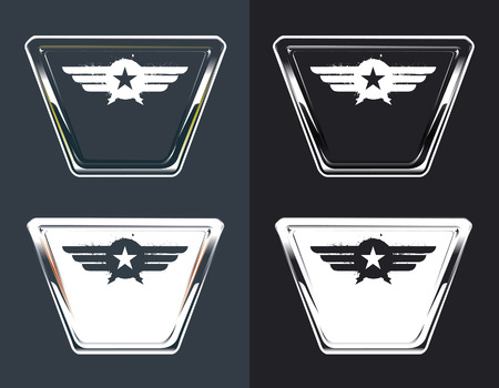 retro airline glossy shields with copy spaceのイラスト素材